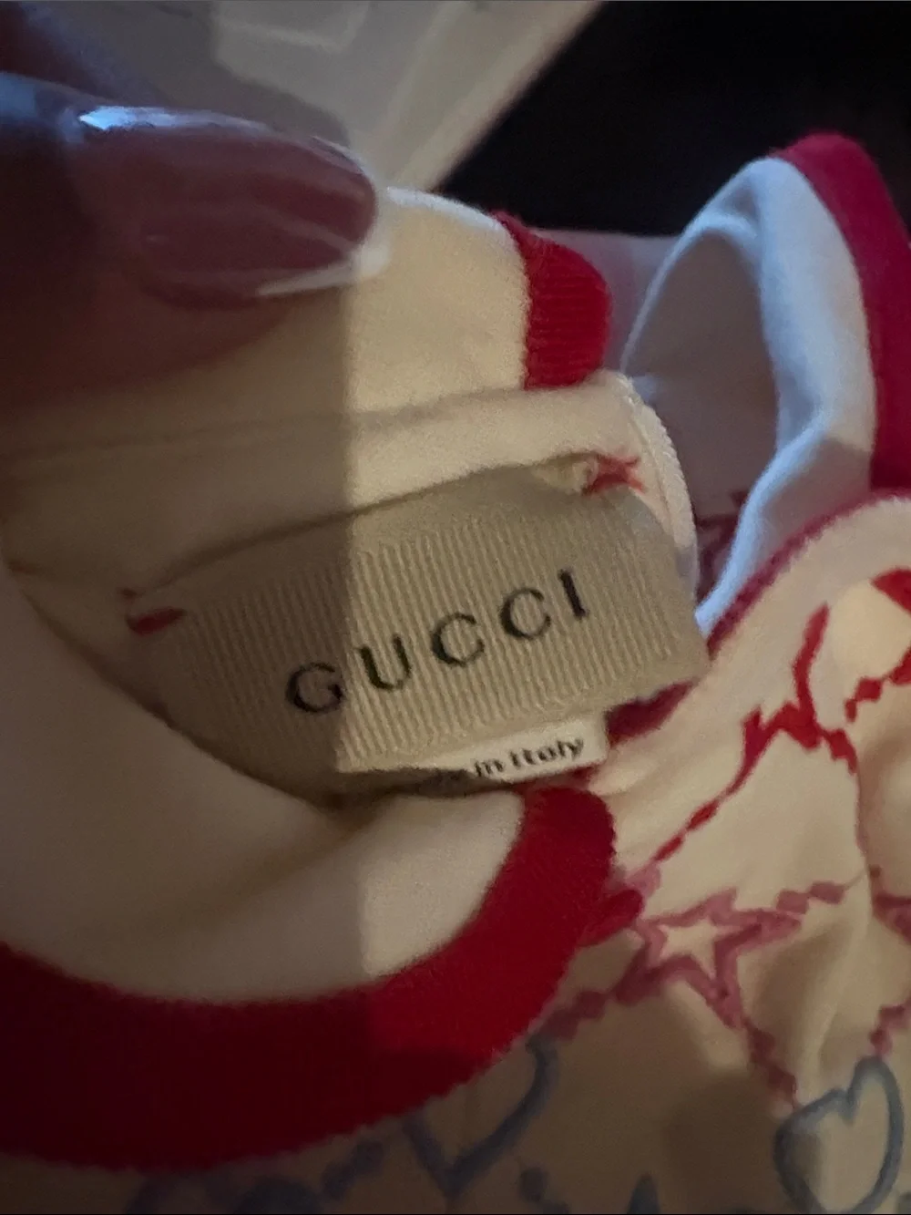 Gucci Cream Kids Jersey Dress with Red, Yellow, Pink & Blue Hearts